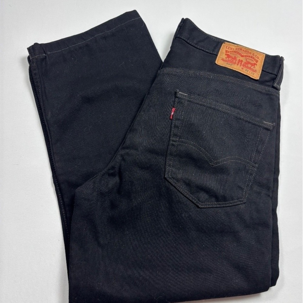 Levis 550 Mens Black Relaxed Fit Jeans W32 L26 Tapered Cotton Denim 00550-0260
